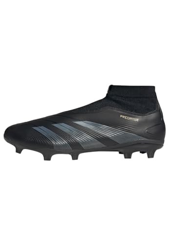 Adidas Predator League Laceless Football Boots Firm Ground, Scarpe Da Calcio Unisex-Adulto, Core Black/Carbon/Gold Metallic, 47 1/3 Eu