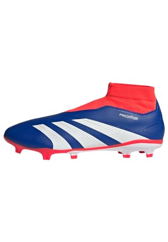 Adidas Predator League Laceless Football Boots Firm Ground, Scarpe Da Calcio Unisex-Adulto, Lucid Blue/Cloud White/Solar Red, 47 1/3 Eu