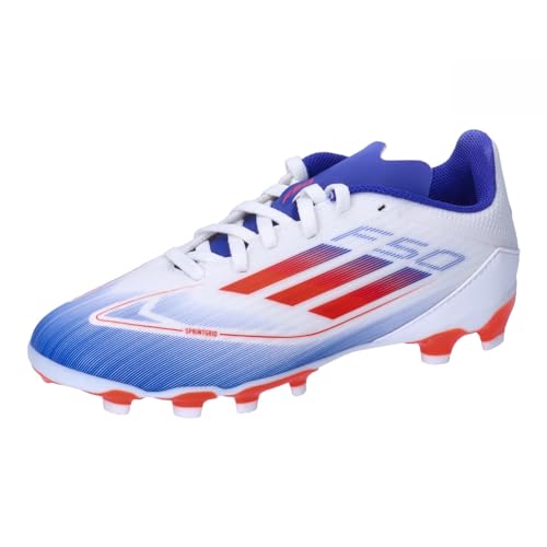 Adidas F50 League Football Boots Multi Ground, Scarpe Da Calcio Unisex-Adulto, Cloud White/Solar Red/Lucid Blue, 45 1/3 Eu