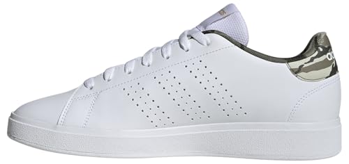 Adidas Advantage Base 2.0 Shoes, Scarpe Uomo, Cloud White/Cloud White/Olive Strata, 40 Eu