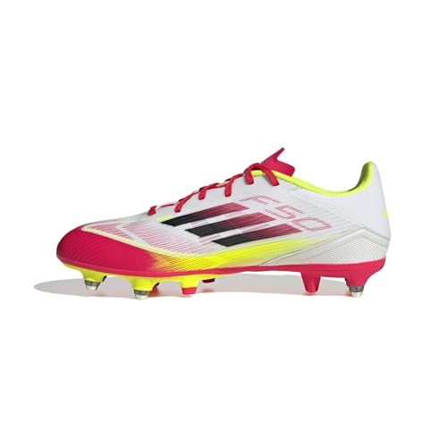 Adidas F50 League Football Boots Soft Ground, Scarpe Da Calcio Unisex-Adulto, Cloud White/Core Black/Solar Yellow, 46 2/3 Eu