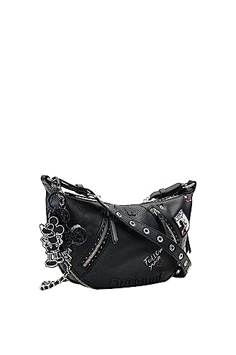 Desigual, Bols_Mickey Rock Kuwait M Donna, Nero, Taglia Unica