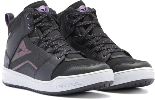 Dainese Suburb D-Wp Shoes Wmn, Scarpe Moto Impermeabili Donna, Nero/Bianco/Viola Metallizzato, 36 Eu