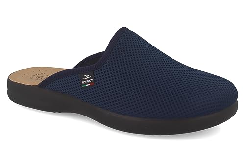 Fly Flot | Classic Man, Pantofole Uomo In Rete, Ciabatta Con Tomaia Elastica, Sottopiede In Evopell, Blu, 43