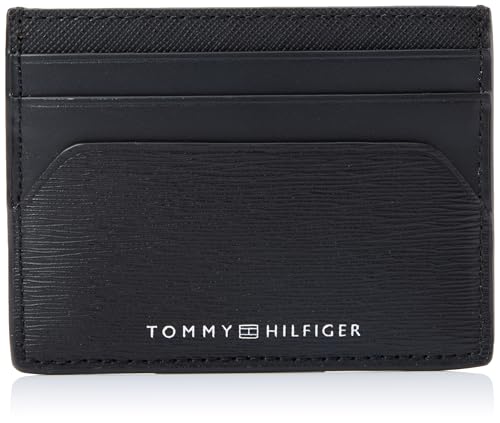 Tommy Hilfiger Men Th Plaque Cc Holder, Black, One Size