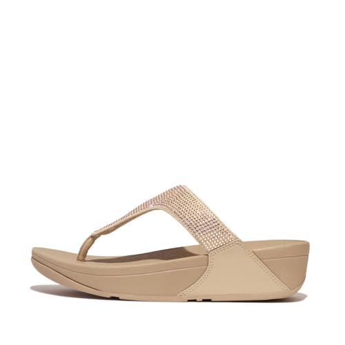 Fitflop Lulu Crystal Embellished Toe-Post Sandals, Sandali Donna, Beige Latte, 39 Eu