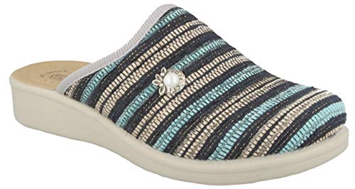 Fly Flot 83T45 Cb Blu Ciabatte Donna Made In Italy Anatomiche Antishock Antiscivolo Zeppa 3 Cm