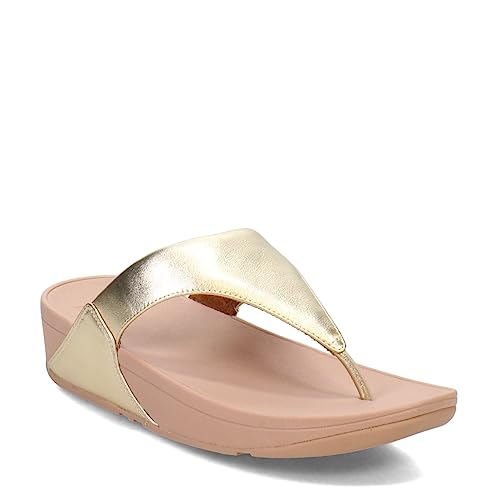 Fitflop Lulu Leather Toepost, Infradito Donna, Platino, 37 Eu