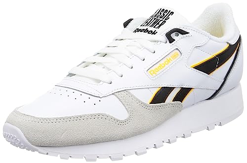 Reebok Classic Leather, Scarpe Da Ginnastica Unisex - Adulto, Ftwwht/Black/Alwyel, 37.5 Eu
