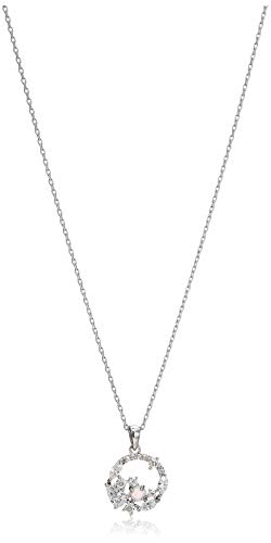 Amazon Collection Rodium Plated Sterling Silver Created Opal And Cubic Zirconia Pendant Necklace, 16"+2"