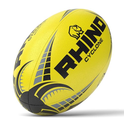 Rhino Cyclone - Pallone Da Rugby, Giallo Fluo, Misura 3