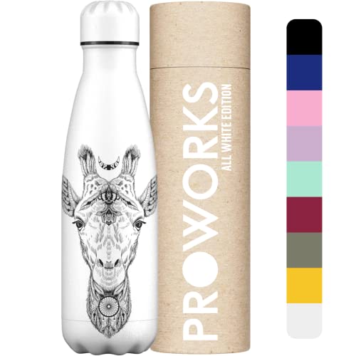Proworks Bottiglia Acqua In Acciaio Inox, Vuoto Isolato Borraccia Termica In Metallo Per Bevande Calde Per 12 Ore & Fredde 24 Ore, Borraccia Per Sport