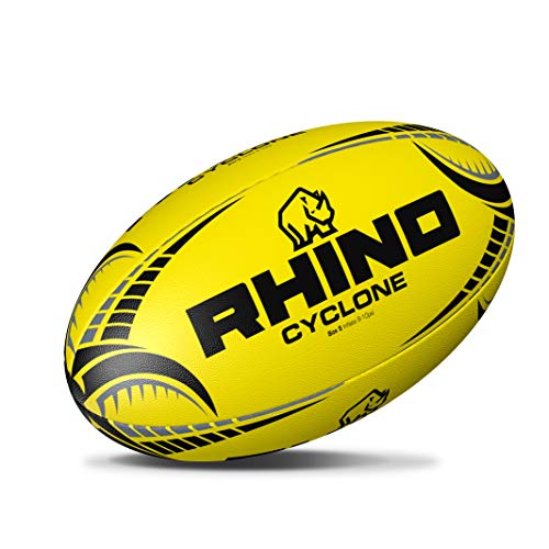 Rhino Cyclone - Pallone Da Rugby, Giallo Fluo, Misura 5