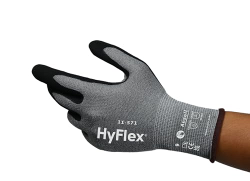 Ansell Hyflex 11-571 Guanti Antitaglio, Rivestimento In Nitrile Traspirante, Guanti Da Lavoro Professionali Alta Protezione, Donna E Uomo, Lavabili, G