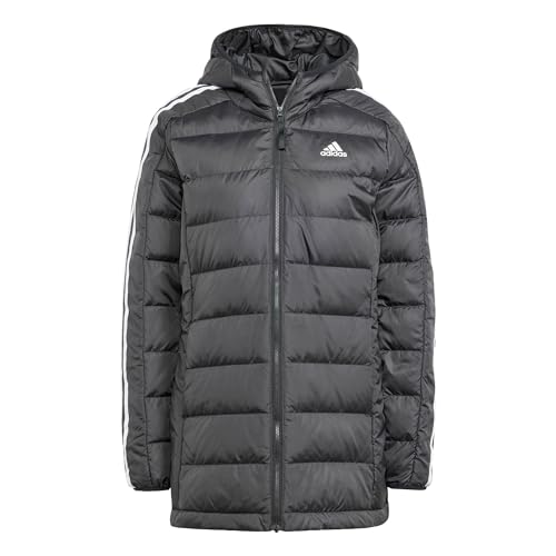 Adidas Donna Essentials 3-Stripes Light Down Hooded Parka, Black, S