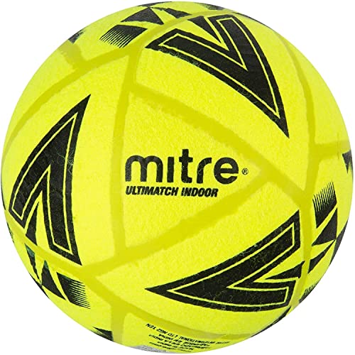 Mitre Ultimatch Pallone Da Calcio Indoor, Indeformabile, Giallo/Nero, 4