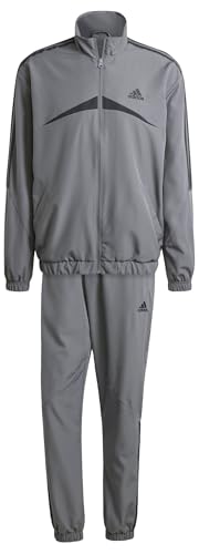 Adidas Uomo Sportswear Woven Chevron Track Suit, Grey Five, S