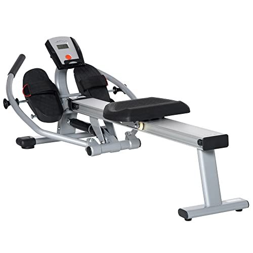 Homcom Vogatore Professionale Magnetica Per Casa A 12 Resistenze Per Allenamento Con Monitor Digitale E Struttura Scorrevole In Alluminio, Acciaio E A