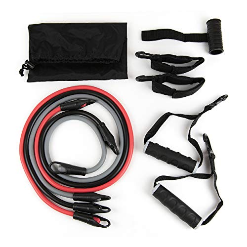 Green Hill Bande Elastiche Tubo Set 9 Pezzi Fitness Allenamento Pilates Home Gym Maniglie Cavigliere Combinabile