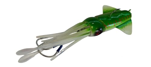 Vertical Trolling Vetros Calamaro In Pvc Per Dentici Cernie Ricciole Tonni (Col.2 (Green Pearl Orange), 200 Gr)