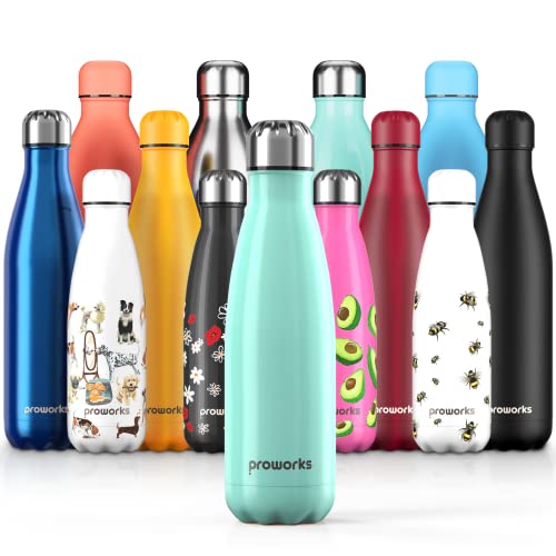 Proworks Bottiglia Acqua In Acciaio Inox, Senza Bpa Vuoto Isolato Borraccia Termica In Metallo Per Bevande Calde Per 12 Ore & Fredde 24 Ore, Borraccia