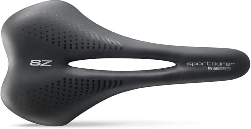 Sportourer By Selle Italia Sz Flow - Sella Per Bicicletta Morbida Con Seduta Stretta, Resistente All'Acqua, Ergonomica, Adatta A Tutti I Tipi Di Bici