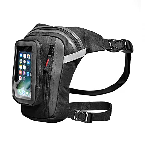 Dongker Marsupio Da Gamba Per Moto,Borsa Coscia Impermeabile Marsupi Gambe Riflettente Con Touch Screen Per Ciclismo Escursionismo Trekking