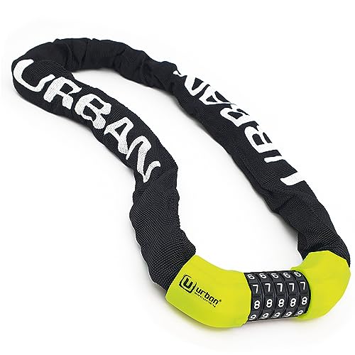Urban Ur890 Lucchetto Bici, Catena Disuasoria Con Codice A 5 Cifre Più Sicuro, Maglie In Acciaio Ø8Mm Più Spesse E Resistenti Con Rivestimento In Nylo