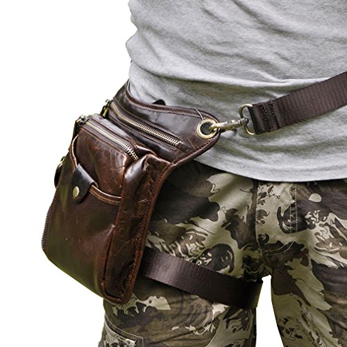 Xieben Marsupio Da Gamba Borse Uomo Donna Vera Pelle Drop Leg Bag Multiuso Waist Pack Outdoor Motociclo Auto Sport Campeggio Caffè