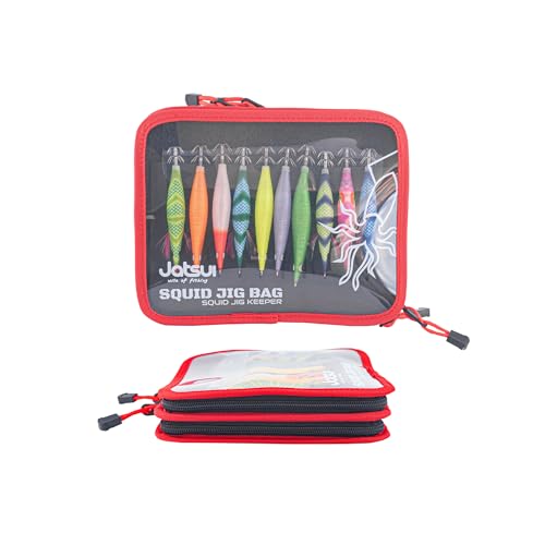 Jatsui Eging Wallet Two Layers - Porta Esche Artificiali A 2 Strati, Capienza 20/48 Esche, Sagomatura In Eva, 25X20 Cm, Col. Rosso (20 Pz)