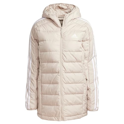 Adidas Donna Essentials 3-Stripes Light Down Hooded Parka, Wonder Beige, M
