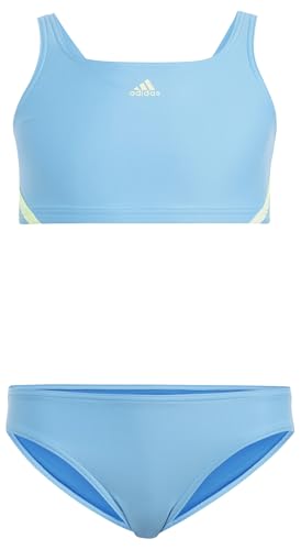 Adidas Bambina Sportswear 3-Stripes Bikini Kids, Blue Burst/Green Spark, 5-6 Years