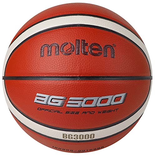 Molten Bg3000 - Pallone Da Basket Per Interni Ed Esterni, In Pelle Sintetica, Taglia 5, Arancione/Avorio, Adatto Per Bambini Di Età 7, 8, 9, 10 E 11 A