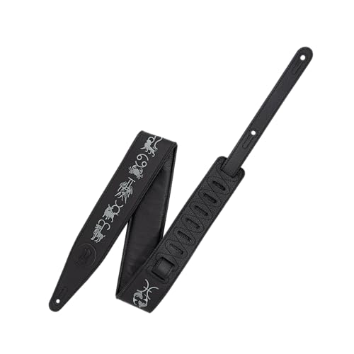 Levy'S, Mg317Ze-Blk Tracolla In Pelle Ricamata Zodiac Signs Black 2.5", Larghezza 2 1/2" (6.35 Cm), Regolabile Fino A 55" (139.7 Cm), Colore Black