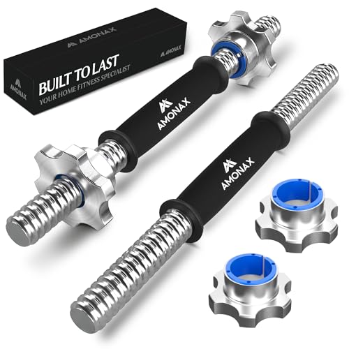 Amonax Barre Manubri Palestra In Ghisa, Barre Manubrio Da 40 Cm Con 4 Collari Spinlock In Metallo, Coppia Di Barre Manubri Per Piastre Di Peso Standar