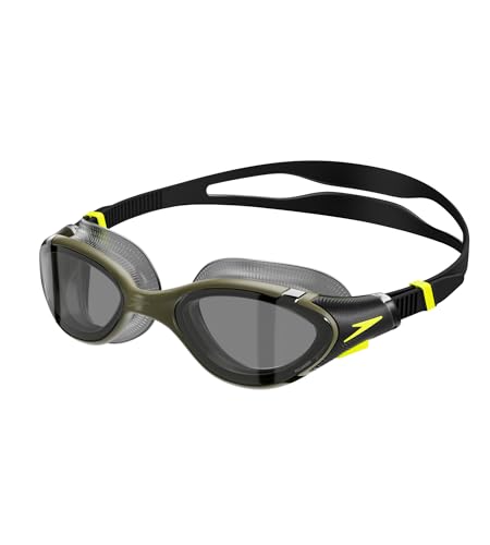 Speedo Unisex Biofuse 2.0 Swimming Goggles | Patented Easy Adjustment | Anti-Fog | Anti-Leak | Enhanced Fit | Improved Comfort, Olive Night/Black/Hype