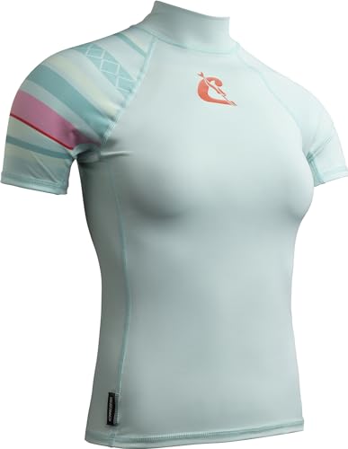 Cressi Shield Lady Rash Guard Short/Sl Aquamarine Pink- Rash Guard Manica Corta Protettiva Per Sup E Sport Acquatici, Acquamarina/Rosa, M/3, Donna