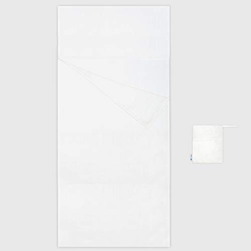 Lenzuolo Sacco A Pelo E Sacco A Pelo Estivo - Leggero 97G - 100% Seta Naturale - 85X220 Cm - Campeggio E Viaggio (Bianco Naturale)