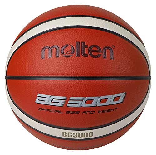 Molten Bg3000 Pallone Da Basket Per Interni Ed Esterni, In Finta Pelle, Misura 6, Arancione/Avorio, Adatto Per Ragazzi Di Età 12, 13, 14 Anni E Ragazz