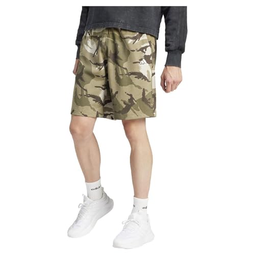 Adidas Uomo Seasonal Essentials Camouflage Shorts, Olive Strata, L
