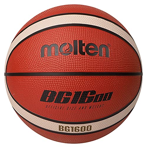 Molten Bg1600 - Pallone Da Basket Per Interni Ed Esterni, In Gomma, Misura 6, Arancione/Avorio, Adatto Per Ragazzi Di Età 12, 13, 14 Anni E Ragazze 14