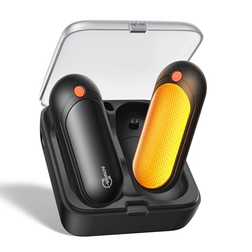 J-Brauv Scaldamani Elettrici, Confezione Da 2 Scaldamani Da 4000 Mah, Con Custodia Di Ricarica Da 10000 Mah, Scaldamani Ricaricabili, 3 Modalità Di Ri