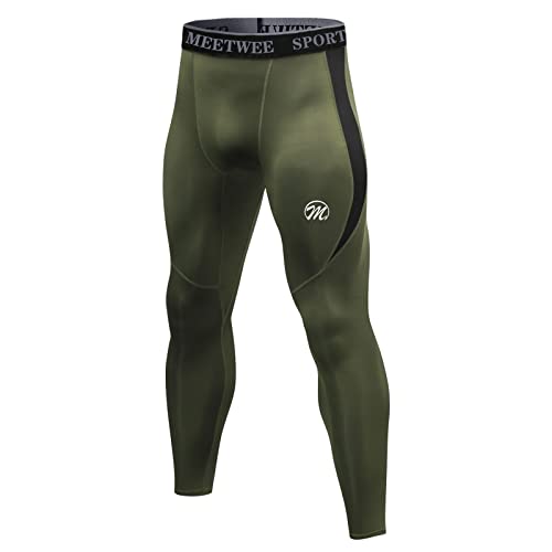 Meetwee Leggings Uomo, Compressione Calzamaglia Baselayer Pantaloni Sportivo Tights For Gym Jogging Running