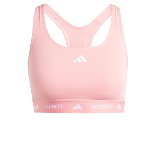Adidas Powerreact Training Medum Support Techfit Bra - Reggiseno Da Allenamento A Sostegno Medio Da Donna, Semi Pink Spark,