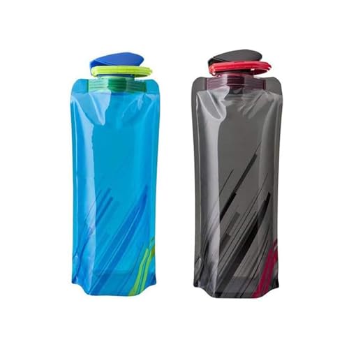 Shiwuyou 2 Bottiglie Pieghevoli, 700Ml Boccette Pieghevoli Per Borraccia Sportiva Con Clip Per Bottiglia Pieghevole Per Escursioni, Avventura, Viaggi
