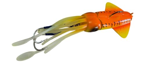 Vertical Trolling Vetros Calamaro In Pvc Per Dentici Cernie Ricciole Tonni (Col.5 (Orange Yellow Black), 170 Gr)