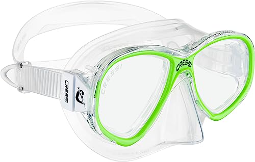 Cressi Perla Jr Maschera Snorkeling & Apnea, Trasparente/Lime, Taglia Unica, Junior Unisex
