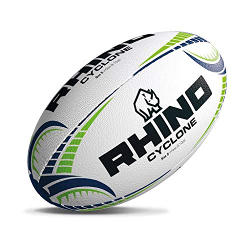 Rhino Cyclone - Pallone Da Rugby, Misura 3, Colore: Bianco