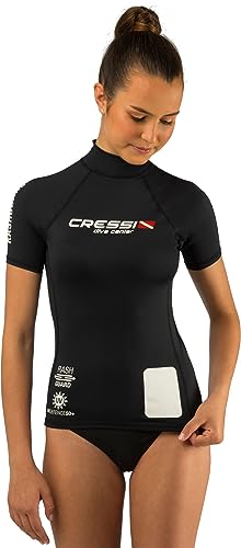 Cressi Rash Guard Lady Dive Center Short Sleeve, Maglia Protettiva Maniche Corte O Lunghe In Speciale Tessuto Elastico-Protezione Solare Uv (Upf) 50+