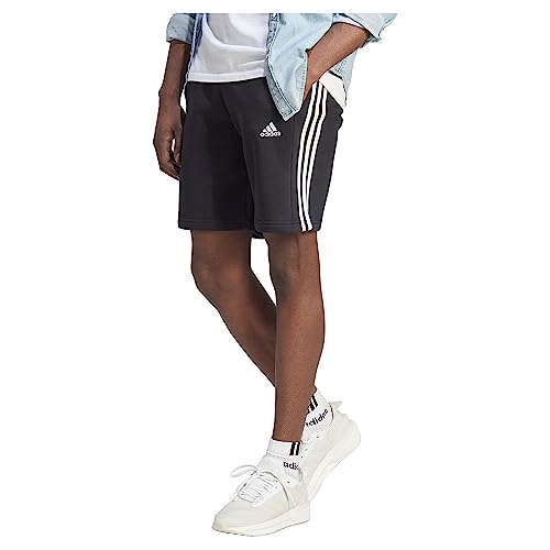 Adidas Uomo Essentials Fleece 3-Stripes Shorts, Black, L Tall